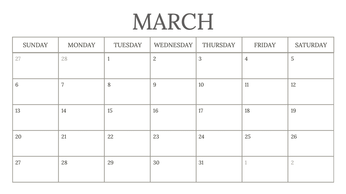 10 Best March Calendar Templates for 2022 (Printable) - Milwaukee With Kids