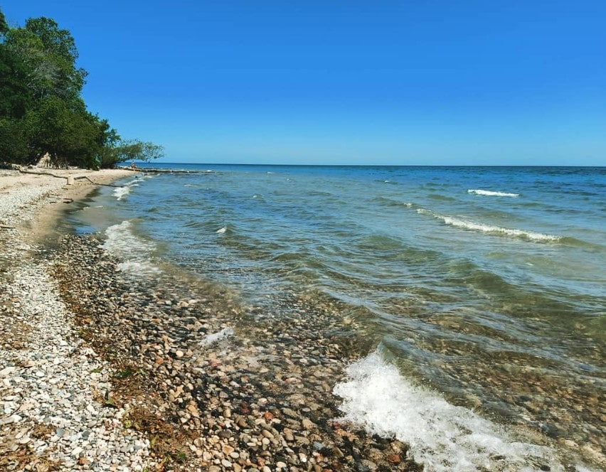 Doctors Park beach on Lake Michigan in Fox Point Wisconsin