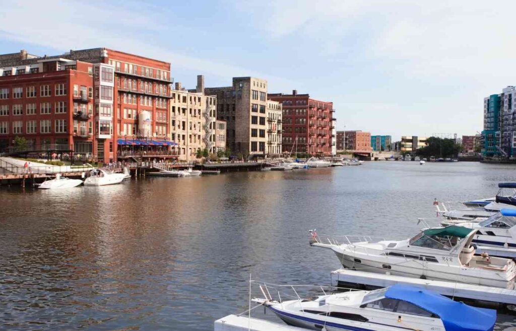 Historic Third Ward on the Milwaukee River in Milwaukee, Wisconsin