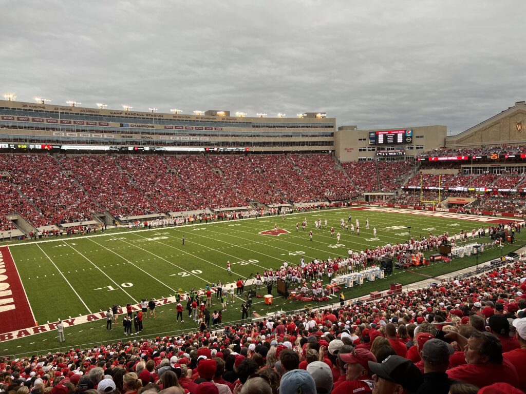 Camp Randall in Madison Wisconsin during a Badger football game.