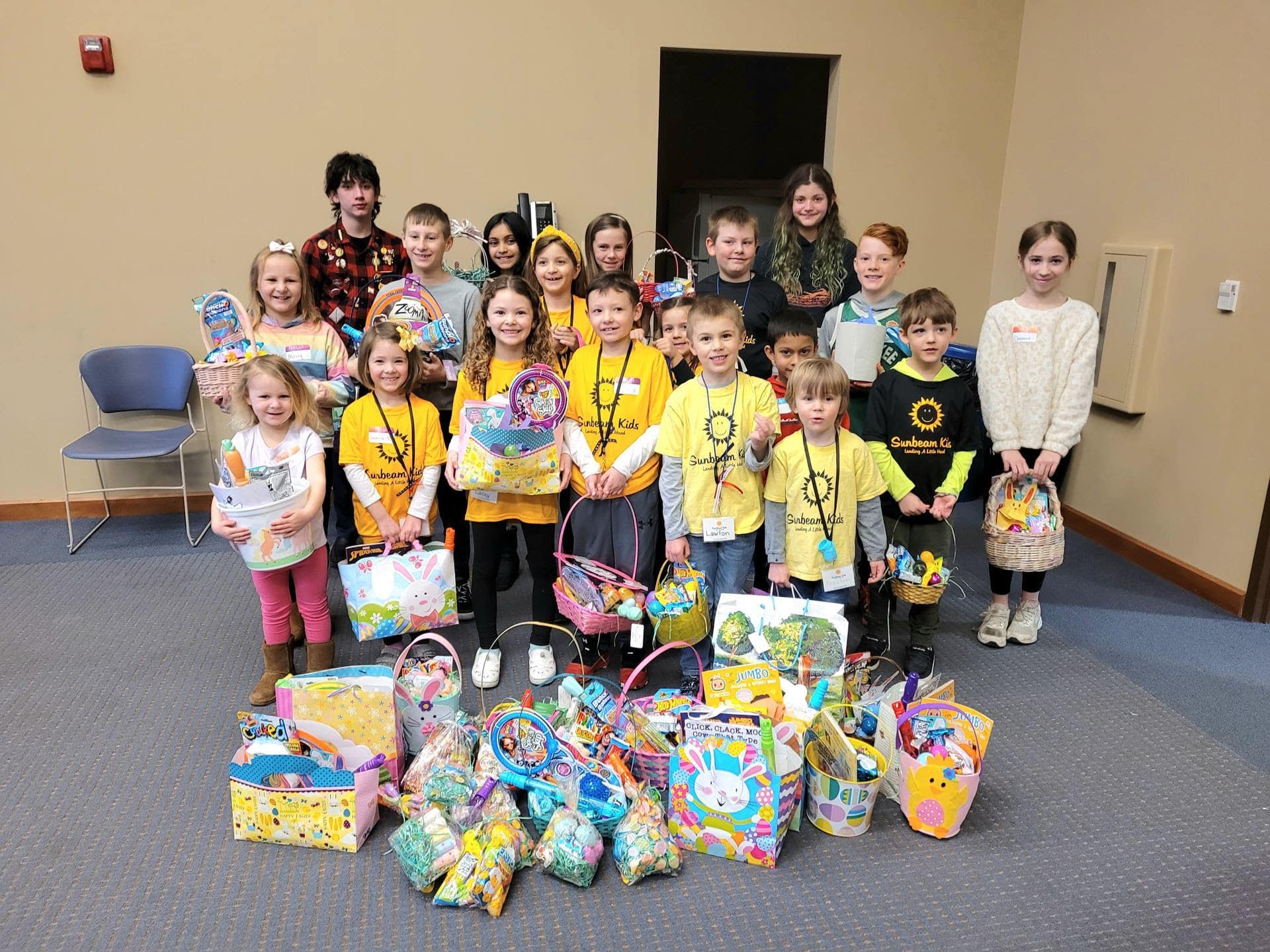 Easter Bunny Helpers for the Salvation Army with Sunbeam Kids at the