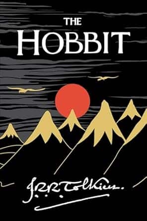 Book cover of “The Hobbit” by J.R.R. Tolkien – high fantasy adventure teaching bravery and wit.