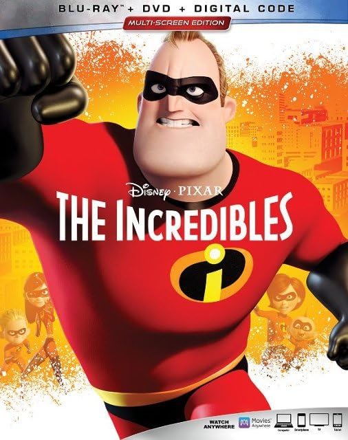 Movie cover of “The Incredibles” – animated superhero family story about teamwork and courage.