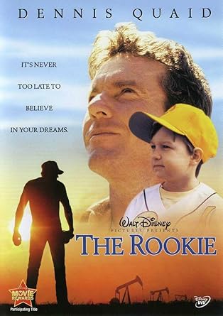 Movie cover of “The Rookie” – inspirational sports story about perseverance.