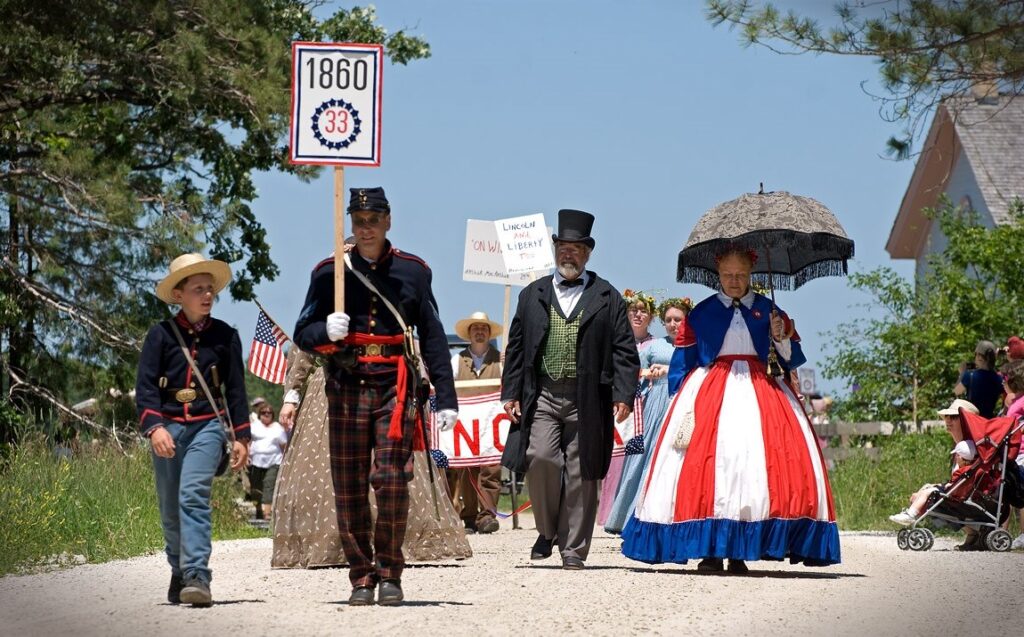Old-fashioned Fourth of July parade at Old World Wisconsin.