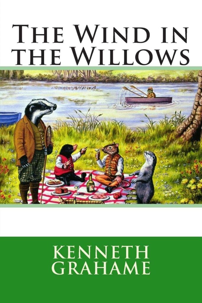 Book cover of “The Wind in the Willows” by Kenneth Grahame – gentle classic about friendship and nature connection.