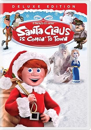 Movie cover of “Santa Claus Is Comin’ to Town” – stop-motion story of Santa’s origins.