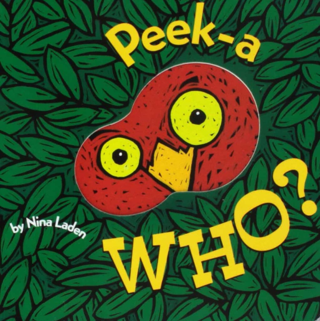 Book cover of “Peek-A-Who?” by Karen Katz – interactive peekaboo book for toddlers.