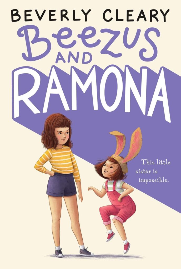 Book cover of “Beezus and Ramona” by Beverly Cleary – lighthearted story of a patient sister and her mischievous sibling.