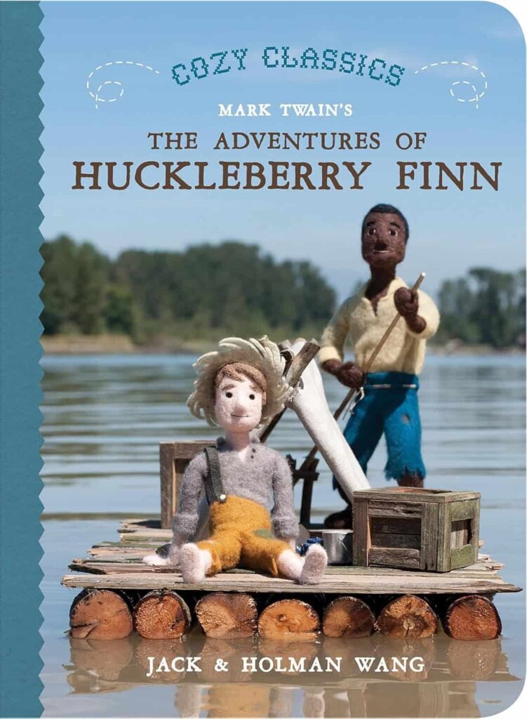 Book cover of “The Adventures of Huckleberry Finn” Cozy Classics – adapted classic story for young readers.