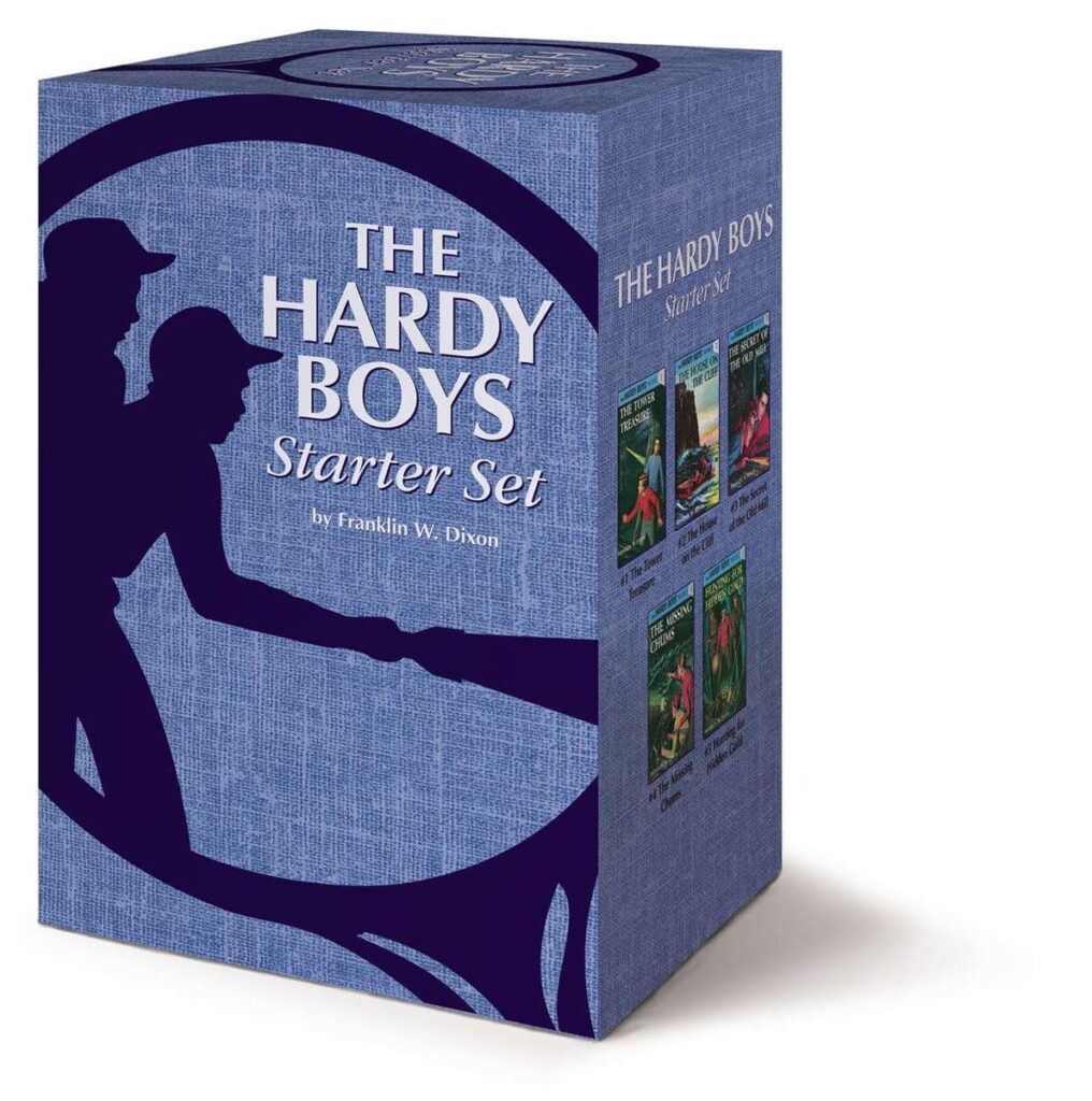 Book cover of “The Hardy Boys” by Franklin W. Dixon – mystery-solving adventures of teenage brothers.