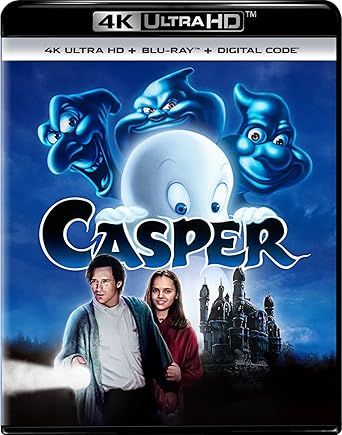 Movie cover of “Casper” – a friendly ghost making new friends in a haunted house.