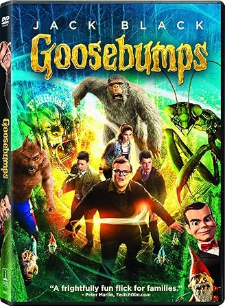 Movie cover of “Goosebumps” – defeating unleashed monsters with teamwork and courage.
