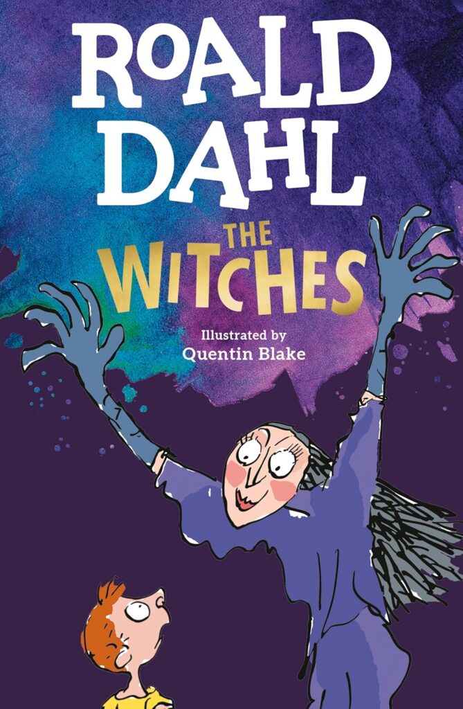 Book cover of "The Witches" by Roald Dahl – story of a boy who discovers a secret society of child-hating witches
