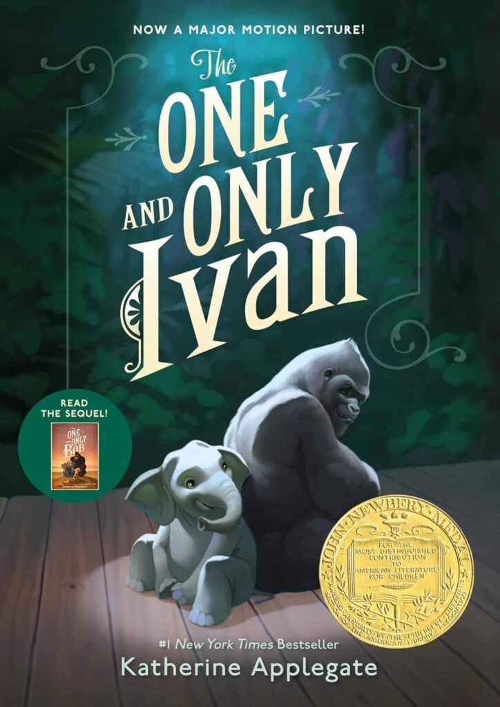 Book cover of “The One and Only Ivan” by Katherine Applegate – emotional tale teaching empathy and friendship to young readers.