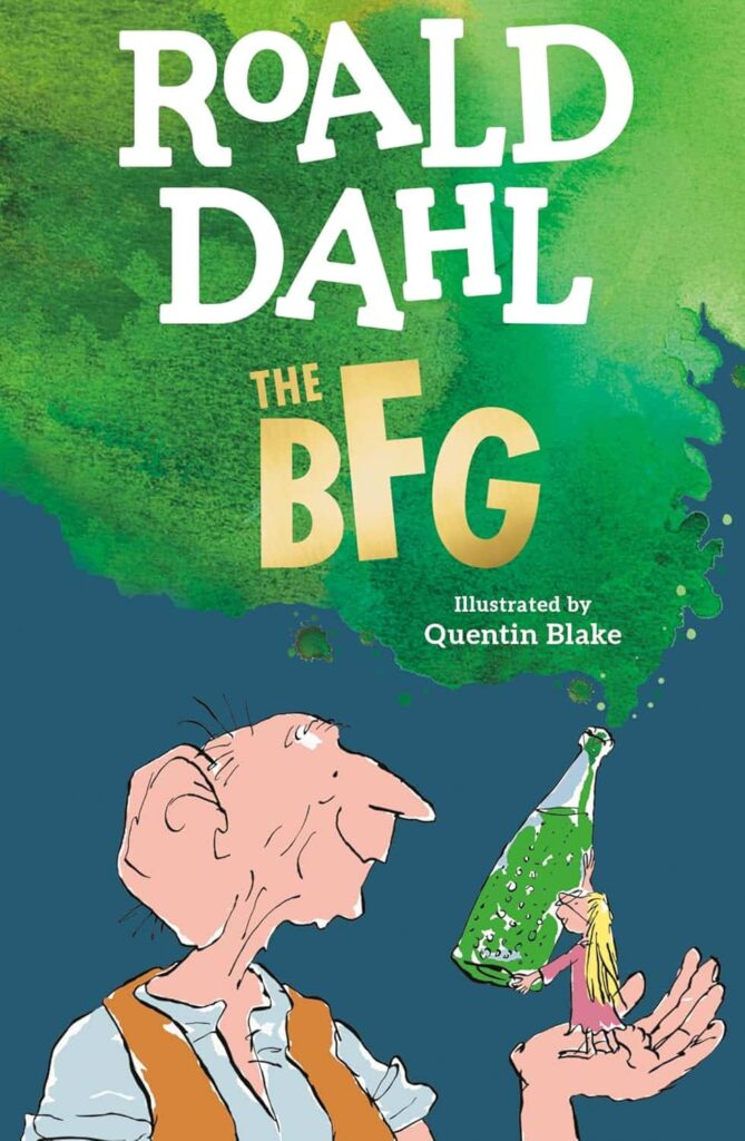 Book cover of “The BFG” by Roald Dahl – imaginative tale encouraging kindness and bravery.