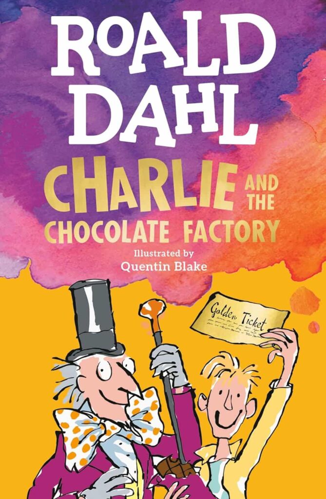 Book cover of “Charlie and the Chocolate Factory” by Roald Dahl – whimsical adventure teaching honesty and wonder.