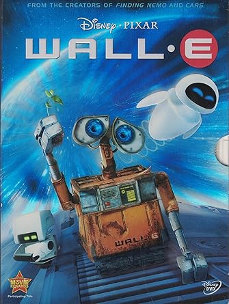Alt-text: Movie cover of “WALL-E” – animated story of a robot’s space adventure and environmental care.