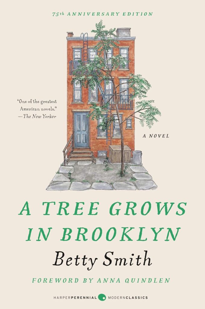 Book cover of “A Tree Grows in Brooklyn” by Betty Smith – touching coming-of-age story set in early 1900s Brooklyn.