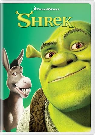 Movie cover of “Shrek” – animated fairy tale about friendship and acceptance.