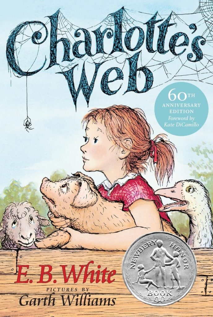 Book cover of “Charlotte’s Web” by E.B. White – classic animal story about friendship for 4th graders