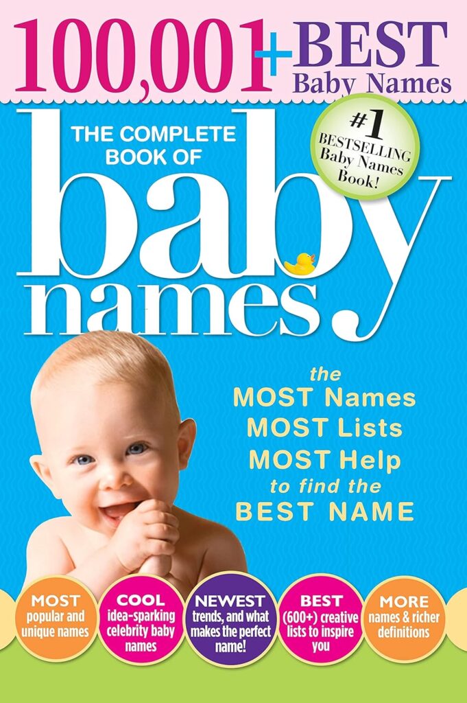 Book cover of “The Complete Book of Baby Names” by Lesley Bolton – resourceful guide with thousands of unique baby boy and girl names for expecting parents.