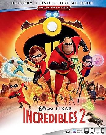 Movie cover of “Incredibles 2” – animated superhero family story about balancing roles and family unity.