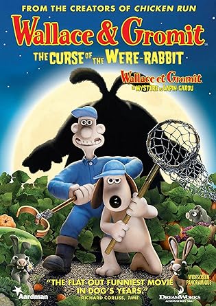 Movie cover of “Wallace & Gromit in the Curse of the Were-Rabbit” – quirky detectives tackling a vegetable mystery.