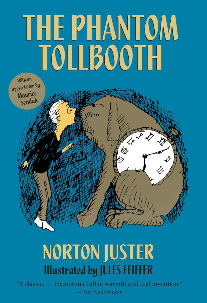 Book cover of “The Phantom Tollbooth” by Norton Juster – clever wordplay-filled journey through a land of ideas.