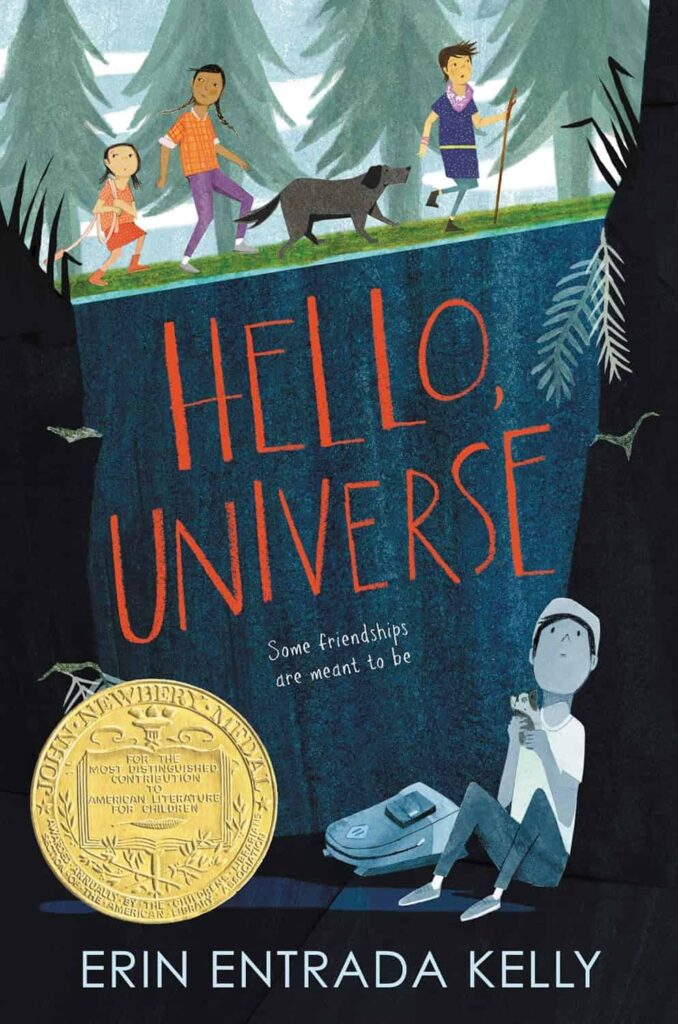 Book cover of “Hello, Universe” by Erin Entrada Kelly – uplifting story about friendship and self-discovery.