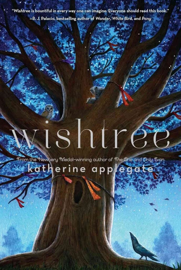 Book cover of “Wishtree” by Katherine Applegate – heartfelt tale fostering kindness and community awareness.