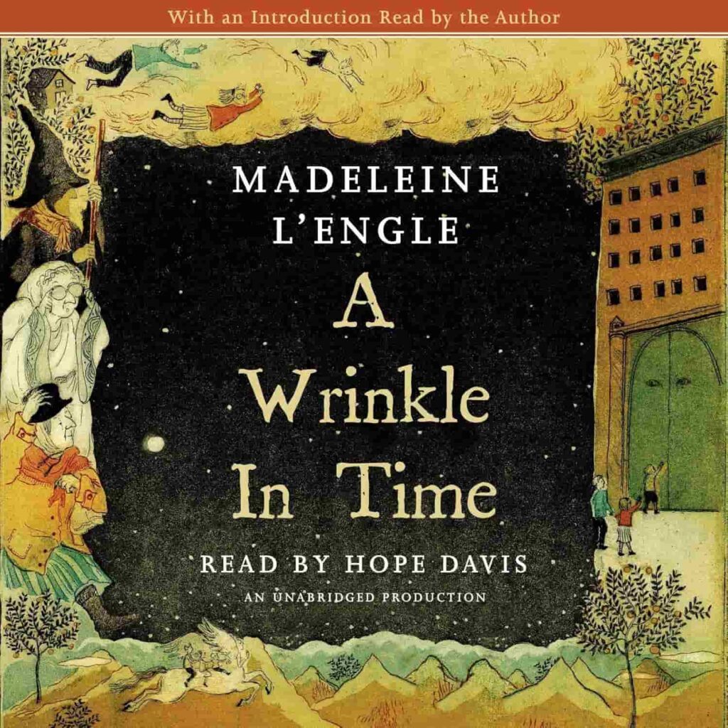 Book cover of “A Wrinkle in Time” by Madeleine L’Engle – science fantasy about bravery and exploring new worlds.