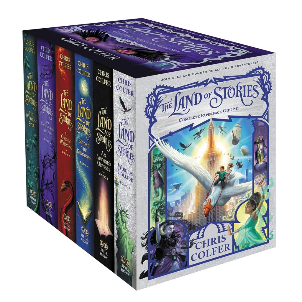 Book cover of “The Land of Stories” by Chris Colfer – magical fairy tale series encouraging imagination and empathy.