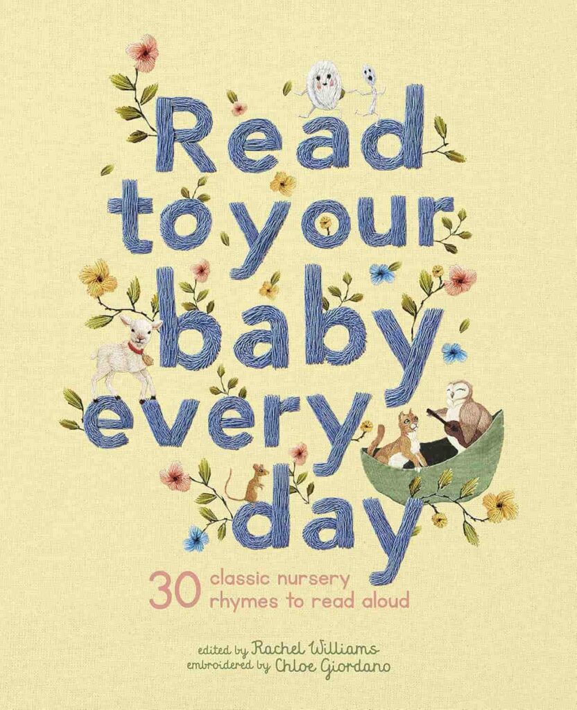 Book cover of “Read to Your Baby Every Day” – classic nursery rhymes with charming illustrations.