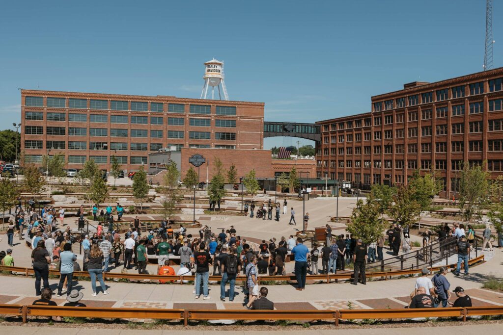 People relaxing at the Davidson Park Milwaukee Wisconsin