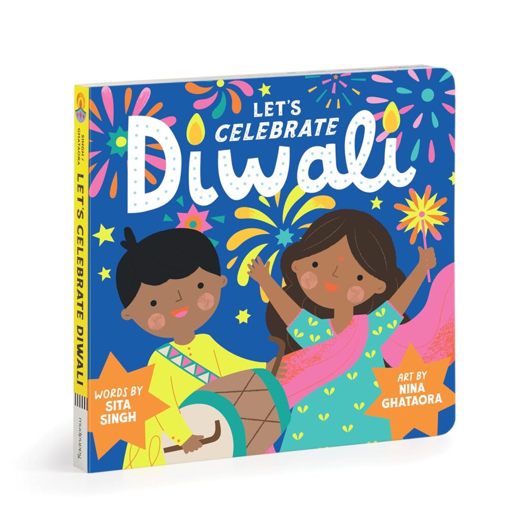 Book cover of "Let's Celebrate Diwali" by Mudpuppy - board book about Diwali Festival