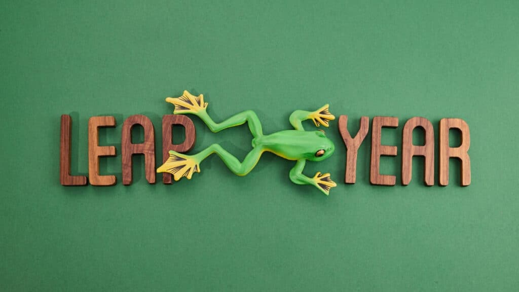 Words leap year  made of wood with a frog in between -  fun trivia questions for teenagers