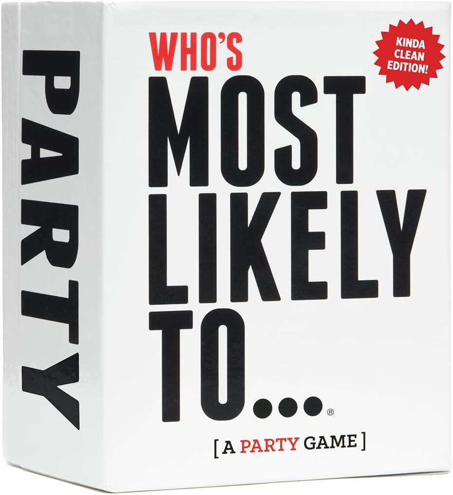 Who’s Most Likely To card game box – a party game edition with fun question prompts.