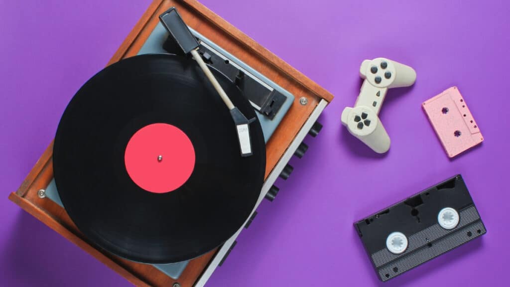 Video tape, casette tape, vinyl recorder and playstation console - pop culture questions for teens
