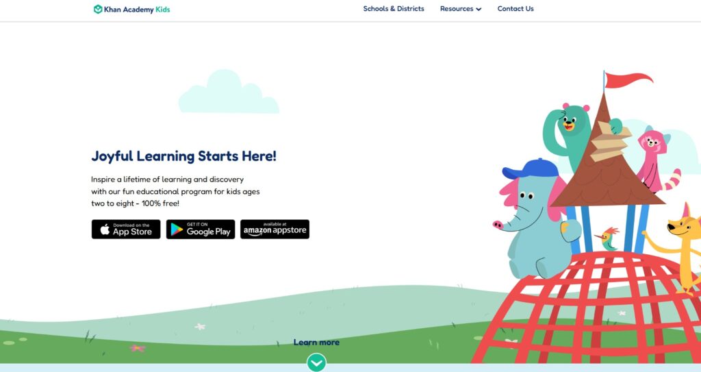 Background with animals on the playground and slogan Joyful Learning Starts Here