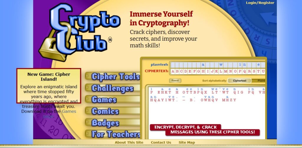 Crypto Club with a lock and a blue and violet background