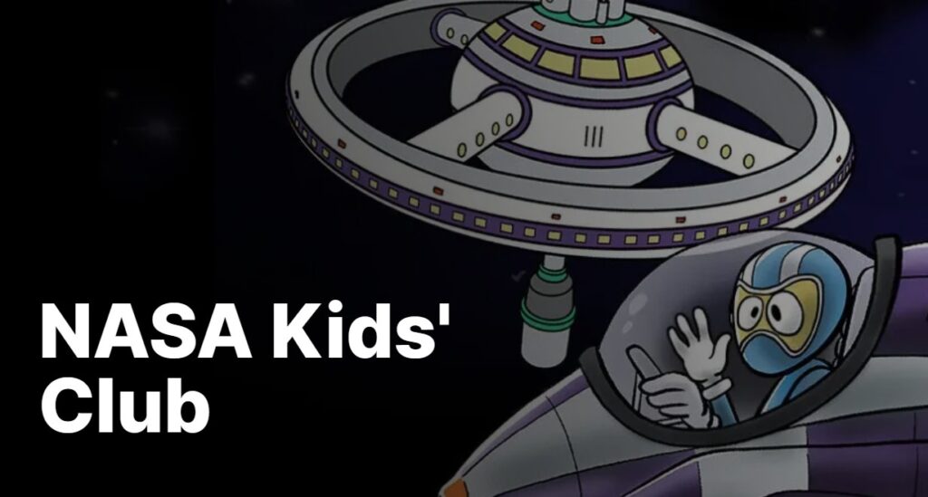 Image of a spaceship with pilot waving his hand and observatory in space