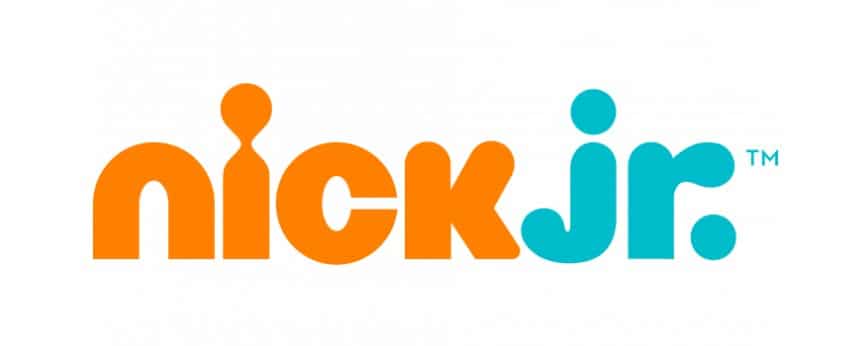 Logo of Nick Junior with orange and blue-green fonts