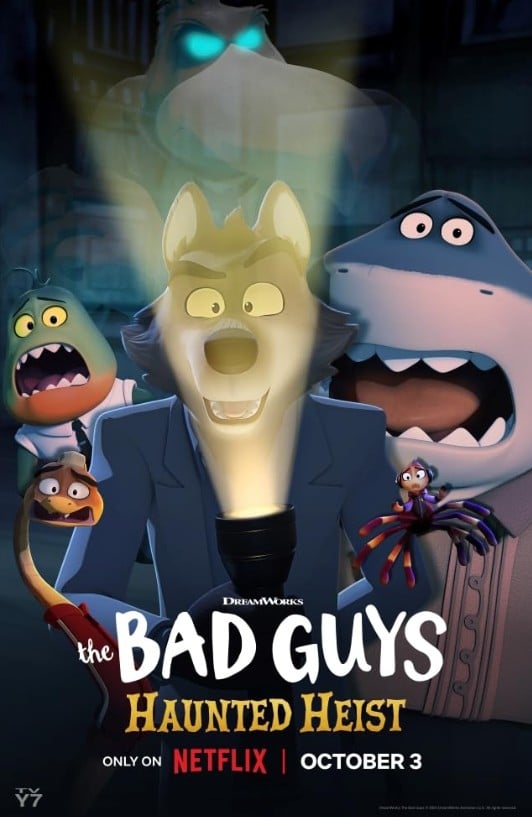 Movie cover of “The Bad Guys: Haunted Heist” – silly animated heist in a haunted mansion filled with laughs and mild scares.