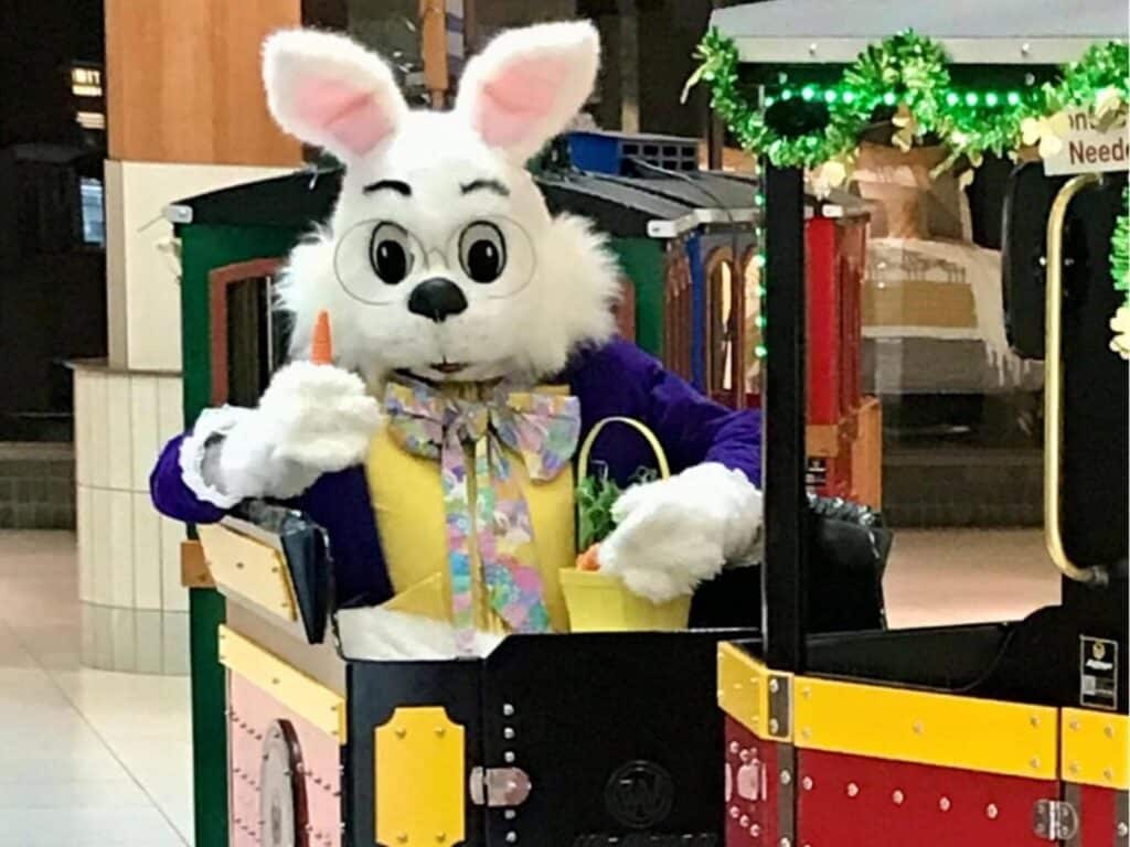 Southridge Mall Easter Bunny Arrival on a train
