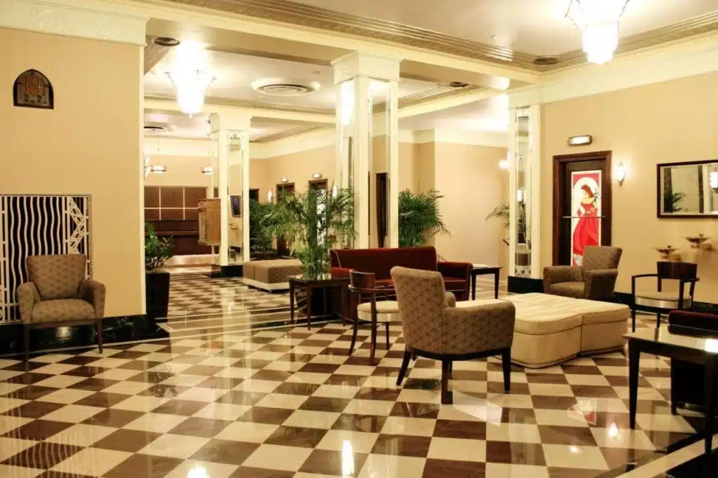 Art Deco lobby of Ambassador Hotel in Milwaukee Wisconsin