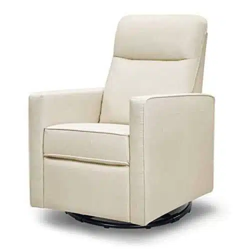 White Gabby Pillowback swivel glider with black base