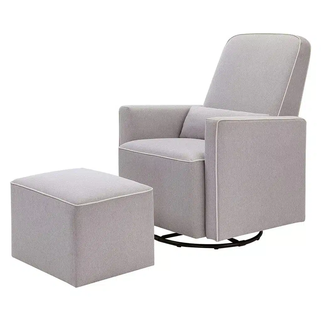 DaVinci Olive swivel glider with ottoman with lumbar pillow