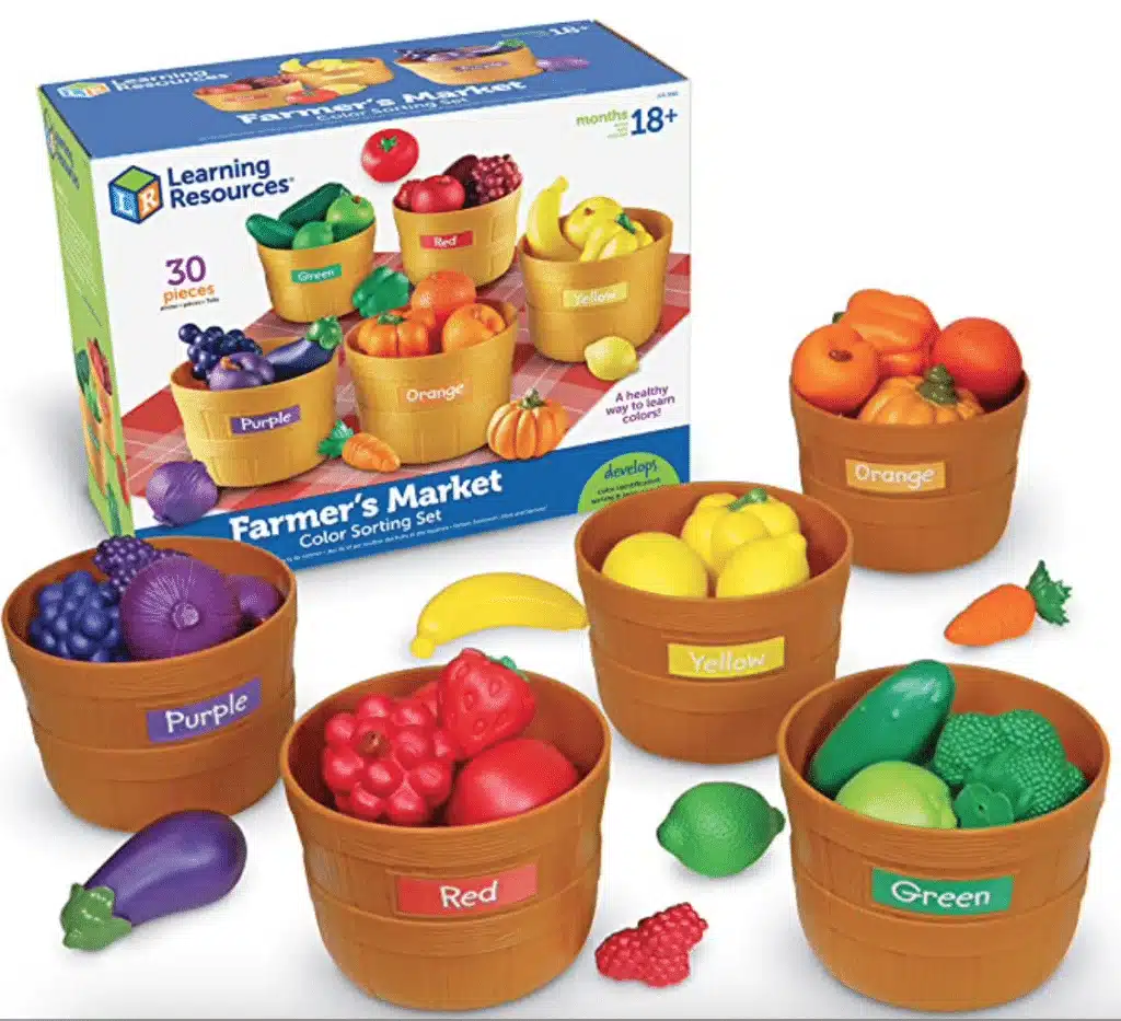 A box fruit sorting set with five baskets