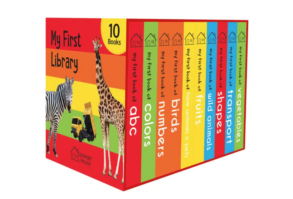 A box of of board books named My First Libraty 